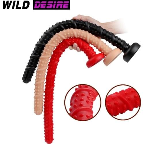 55cm Dotted Long Anal Whip Plug With Suction Cup Prostate Massager Anus Dilator Butt Plug Masturbate Anal Sex Toys For Men Women