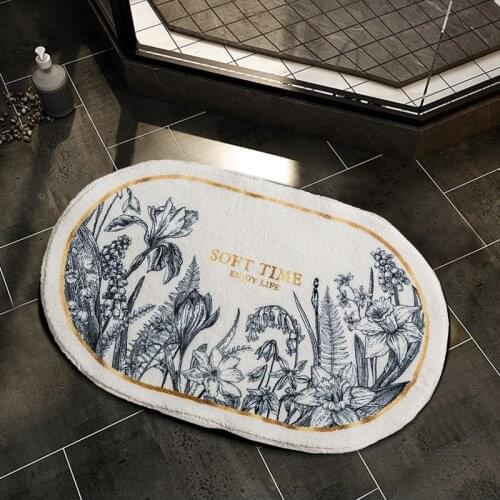 Oval Bathroom Mat Plant Carpets Anti-Slip Bath Rugs Fluffy Carpet for Home Living Room Hallway Doormat Nordic Welcome Mat Tapis