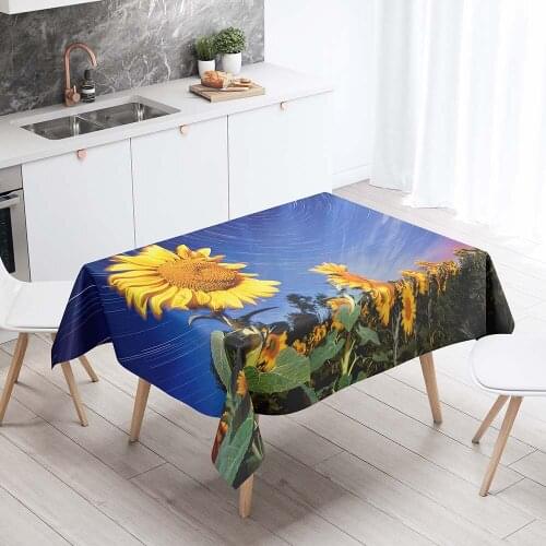 Rectangular Tablecloths Decorative Table Cover 3D Printing Blooming Sunflower Dining Table Cloth