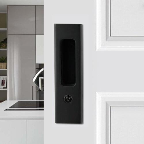 Zinc Alloy Sliding Barn Door Handle Lock With Key For Interior Wood Doors