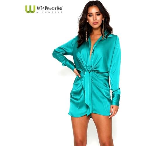 Sexy Dress Shirt Skirt Fashion V-Neck Lace Long Sleeve Package Buttocks Dress New Spring And Summer of 2021