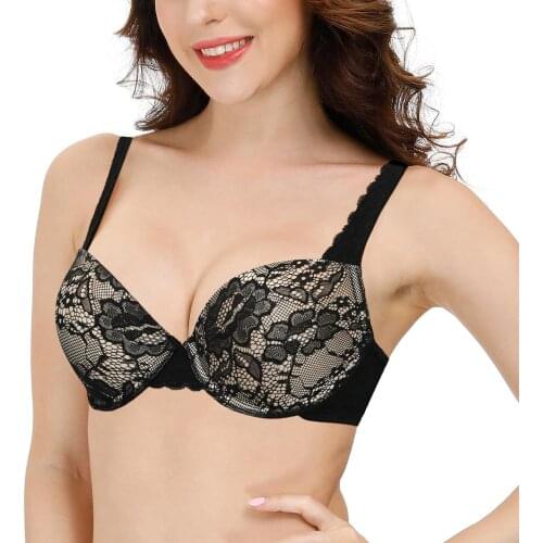 Sexy Bra Lace Push Up Padded Floral Embroidery Underwire Women Lingerie Plus Size A B C D DD E Cups