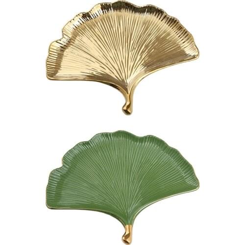Nordic Style Light Luxury Ginkgo Biloba Ceramic Jewelry Tray Makeup Tray Storage Tray Dessert Tray Decoration Set Tray