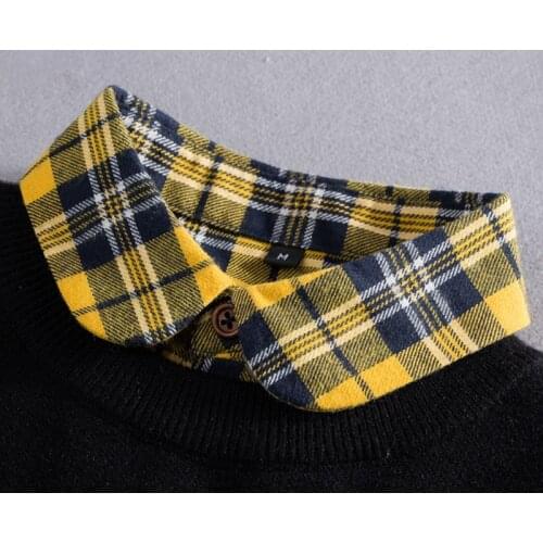 Vintage Plaid Fake Collar Women Detachable collars New Fashion Cotton False Collar Shirt Tie Female Removable Dickie Shirt Women