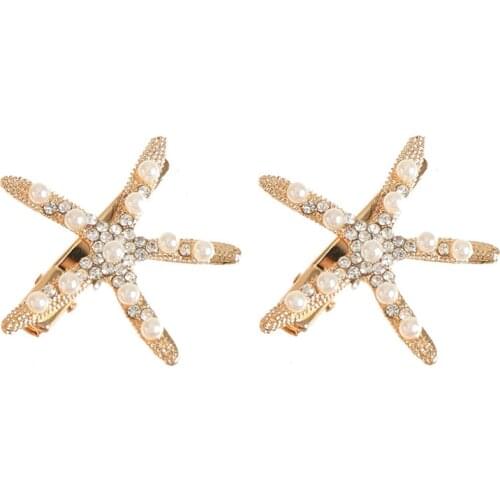 Handmade Gold Crystal Pearl Star Hair Pin Barrettes Bride Leaf Hair Sticks Rhinestone Veil Tiara Crown Wedding Hair Accessories