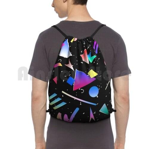 Hello Memphis ( Black ) Backpack Drawstring Bags Gym Bag Waterproof 90S 80S Abstract 1990S Style Background Pattern 1980S