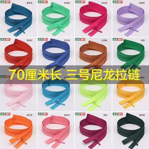 10 pcs/lot 70cm Long Nylon Coil Zippers Single Open End for Sewing Black Off White Inches Zippers Garment Accessories