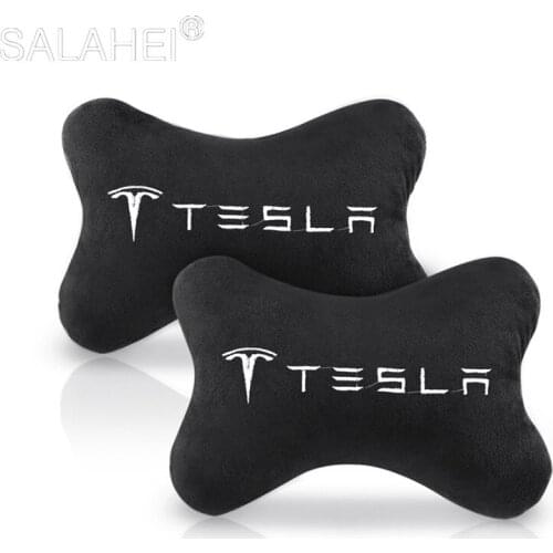 2PCS Soft Comfortable Car Neck Pillows Seat Headrest For Tesla Roadster Model 3 Model S Model X Car-styling New Car Accessories