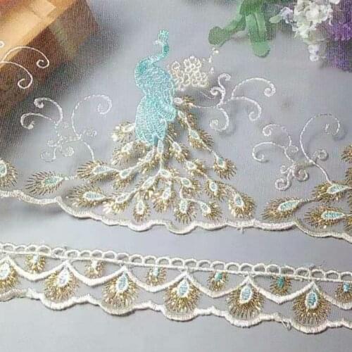 2 yards Lace Ribbon Trims Webbing Applique for Sofa Cover Curtain Home Textiles Trimmings Embroidered Lace Fabric 21cm 4.5cm