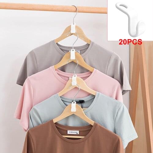 20pcs Multi-function Wardrobe Space-saving Hanger Coat Hook Plastic Closet Stack Hanger Rack Bedroom Storage Wardrobe Organizer