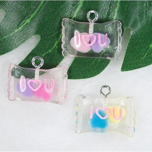 30pcs/lot 21*14mm Flatback resin sweet candy charms perfect for pendants,earrings diy Keychain parts