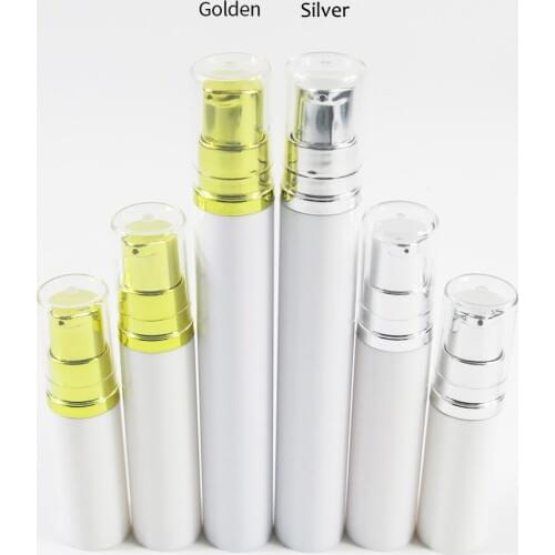 30 x 5ml 10ml 15ml New Arrival Portable Travelling Refillable Lotion Spray Bottle Sliver Gold Cap Plastic Airless Bottle Vial