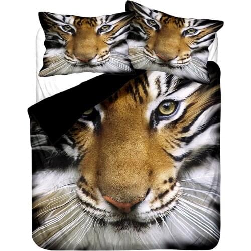 3D Mighty Tiger Bedding Set Animal Pattern Duvet Cover Pillowcase European Adult Home Textiles Single Full Queen King Size