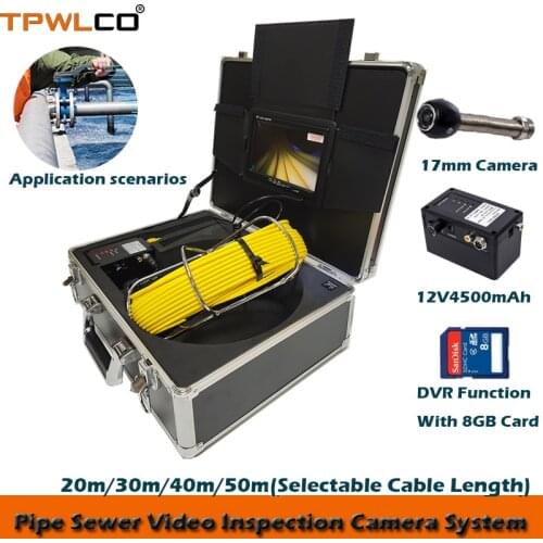 7 inch TFT LCD Screen Drain Pipe Sewer Video Inspection Snake Camera System 17mm Len Industrial Camera 20-50m With DVR Function