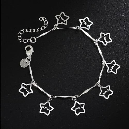 New 925 sterling Silver beautiful star Chain Bracelets for Women Fashion classic Party girl Best friend Christmas Gifts Jewelry