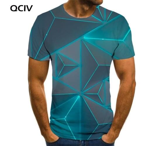 QCIV Brand Geometry T-shirt Men Graphics T-shirts 3d Abstract Tshirts Casual Art Shirt Print Short Sleeve Punk Rock Fashion