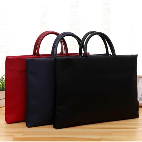 Commercial Business Document Bag A4 Tote File Folder Filing Meeting Bags Side Zipper Pocket Portable Laptop Canvas Bags