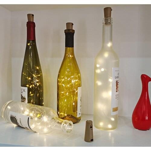 Garland Wine Bottle Fairy String Lights 20 LED Battery Cork Copper Wire String Light For Christmas Party Wedding Decor