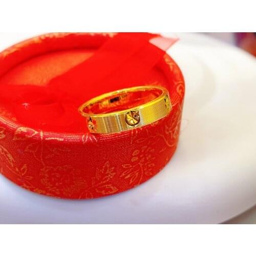 HX 24K Pure Gold Ring Real AU 999 Solid Gold Rings Elegant Shiny Heart Beautiful Upscale Trendy Jewelry Hot Sell New 2020