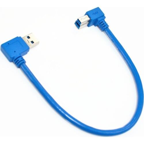 0.3 m USB 3.0 A male right bend to B male right elbow 90 degrees hard disk box data cable