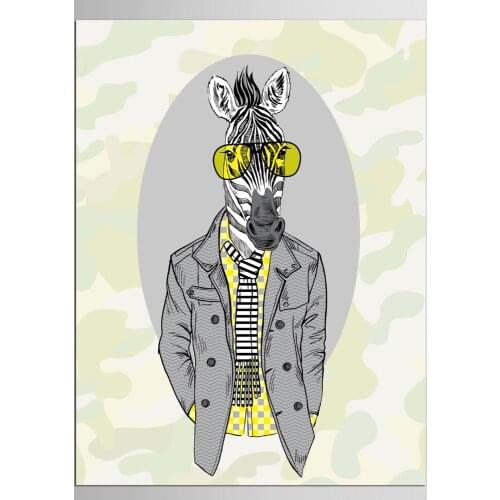 1 panel Canvas Art Mr. Zebra Oil Painting Cartoon Cute Animal Poster and Print Home Decor Wall Picture for Living Room