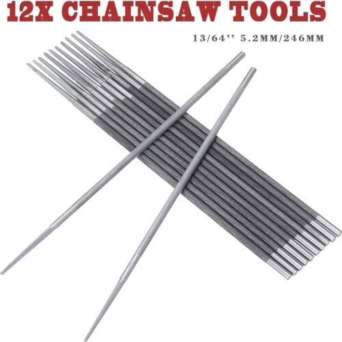 12pcs/set Carbon Steel Double Grain Chainsaw Round Files Fit For 3/8" Chain Chainsaw Round Files Sharpener Garden Hand Tools
