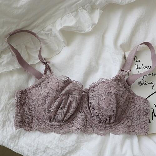 Wriufred Lace thin cotton womens underwear large size womens bralette comfortable, soft, breathable, non-bumps, ultra-thin br