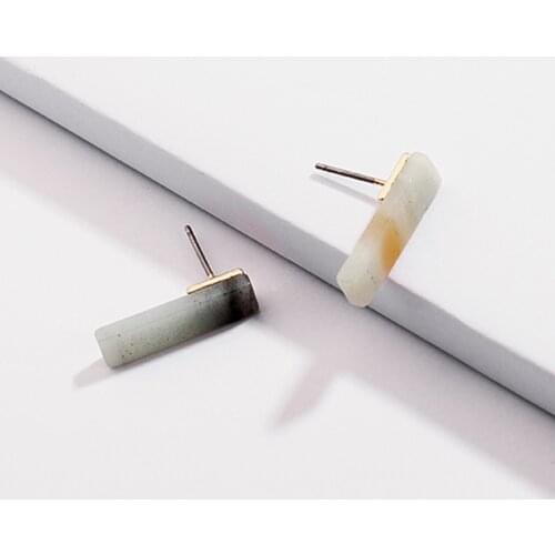 LUNA CHIAO 2018 Fashion Rectangle Natural Stone Amazonite Lapiz Labradorite Stones Stud Earrings for Women