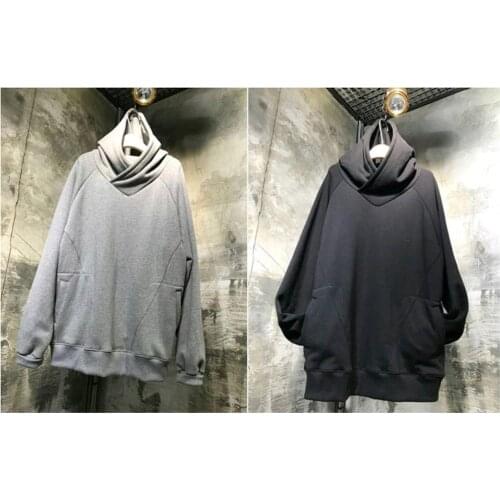 Mens Cross Neck Hoodie / Oversized Overlong Essentials Mens Kanye Hybrid Yeezy Hoodie / Front Pouch Pocket