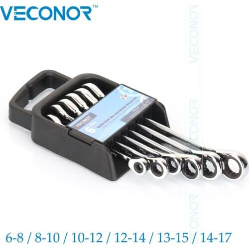 Veconor 6PCS Double End Ratchet Wrench Set Kit Multifunctional Metal Ratcheting Socket Spanners Auto Repair Hand Home Tools
