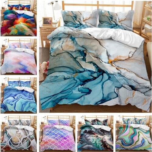 Colorful Marble Duvet Cover Queen Texture Series Bedding Sets Polyester Abstract Organic Crack Artwork Quilt Covers Texture