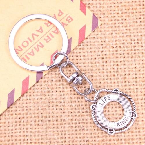 New Fashion Keychain 23x22mm life ring lifebuoy Pendants DIY Men Jewelry Car Key Chain Ring Holder Souvenir For Gift