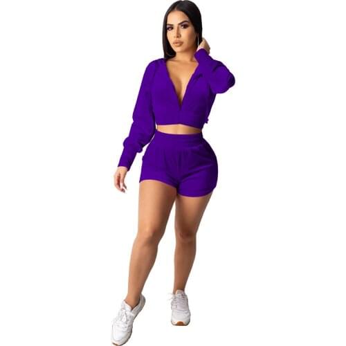 2021 Spring Autumn New Long-Sleeved Hoodie Fleece Sweater Womens Shorts Suit Fashion And Casual Two-Piece Set