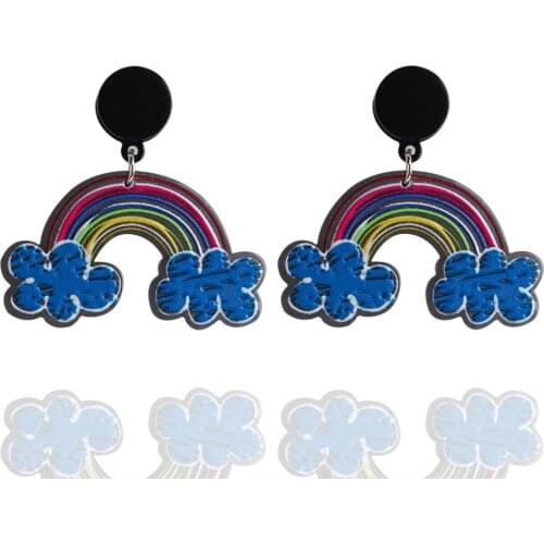 New Colorful Rainbow Transparent Acrylic Earrings For Women Girls Geometric Cartoon Dangle Earrings Party Jewelry Accessories