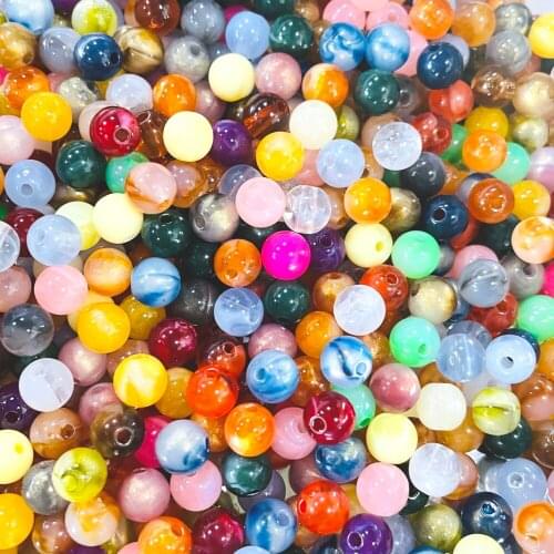 Wholesale translucent jelly double color acrylic round beads, 8 10 12 14mm beads assortment for jewelry bracelet making