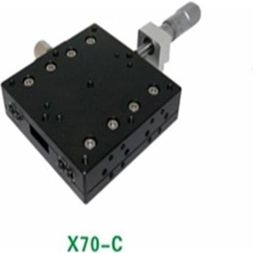 X Axis 70X70mm Platform Precision Bearing Linear Stage Central Micrometer