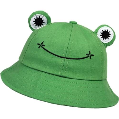 Fashion Frog Bucket Hat for Women Summer Panama Outdoor Hiking Beach Fishing Caps Sunscreen Female Sunhat panama hats gorras
