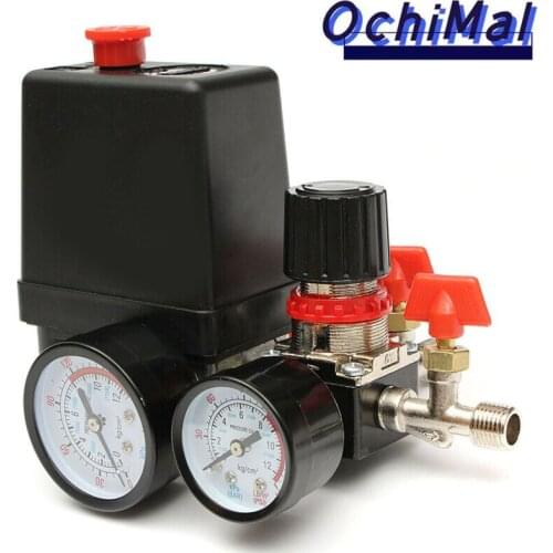 95-125PSI Air Compressor Pressure Switch Control Valve Manifold Regulator Gauges 20A 240V W/ Gauges Relief Pneumatic Parts