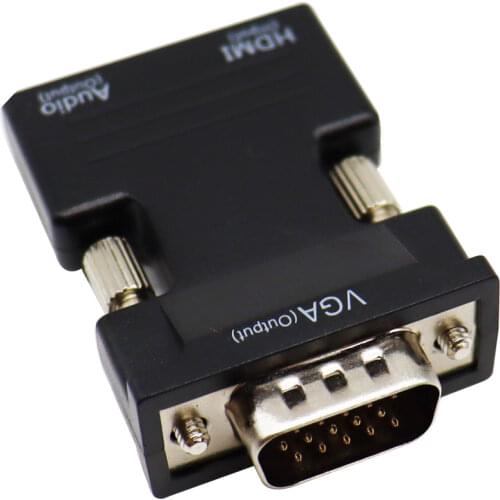 1080P HDMI-compatible to VGA Converter Female to Male Converter with 3.5mm AUX Audio Cable Adapter Video Output for Laptop TVBox