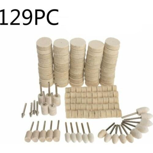 129 Pcs/set Buffing Wheels Metal Glass Stone Polishing Pad Cone Column Burr Removal Tools Kit Mixed Accessory for Rotary Tool