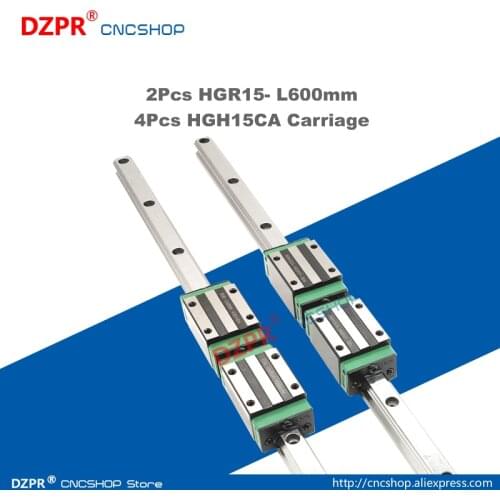 Precision Linear Guide HGR15 600mm 23.62in Rail HGH15CA Carriage Slide for CNC engraving robot Woodwork laser textile machine