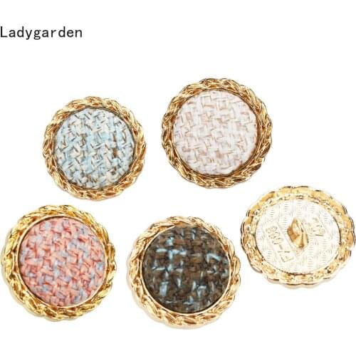 5PCS 18MM 21MM 25MM Vintage Fashion Buttons for Women Clothing Suit Golden Metal Button Sew on Clothes Decorative Sewing Buttons