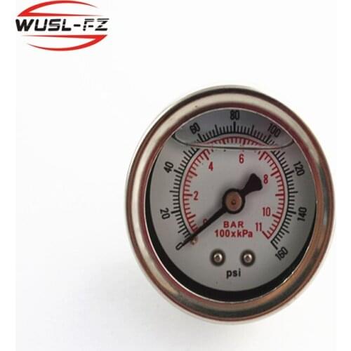 Fuel Pressure Regulator Gauge 0-160 PSI Liquid Filled Chrome/White Face 1/8 NPT