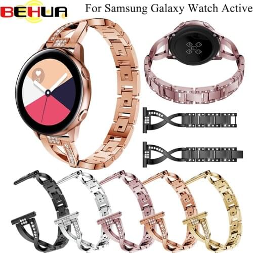 Watch band 20mm For Samsung Galaxy Watch Active 42mm for Gear S2 Smart watch Strap with Metal Rhinestone Replacement wristband