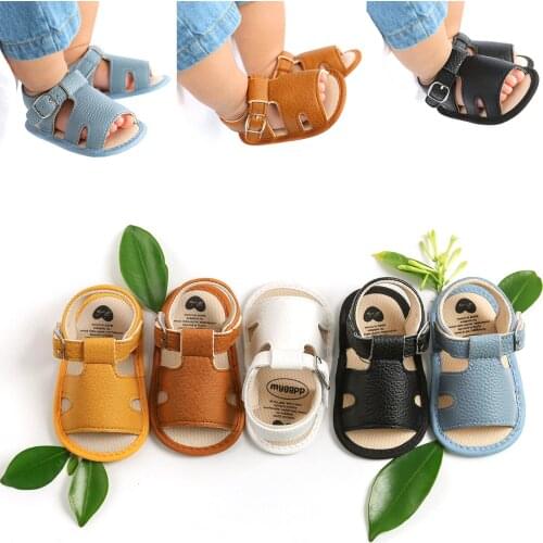Fashion Color 0-18M Baby Boys Roma Sandals Cross Hollow Out Soft Sole Summer Beach Shoes First Walkers