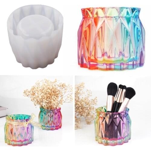 DIY Crystal Epoxy Resin Mold Cut Surface Vase Pen Holder Special-shaped Storage Jar Mirror Silicone Mold For Resin