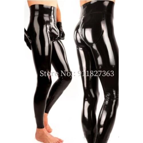 Sexy Men Latex Trousers 3D Crotch 3D Hips Cut Crotch Zip Customized