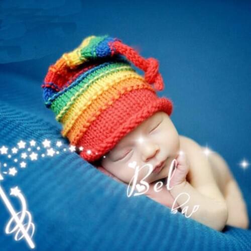 Infant Baby Girl Boy Crochet Rainbow Hat Photography Props Newborn Baby Caps Photo Shoot Studio Accessories fotografie Props
