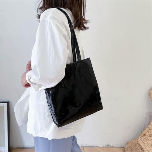 Fashion Handbag For Women Solid Color Leather Single Shoulder Bags Female Shopping Bag Ladies Candy Color Tote Large Capacity