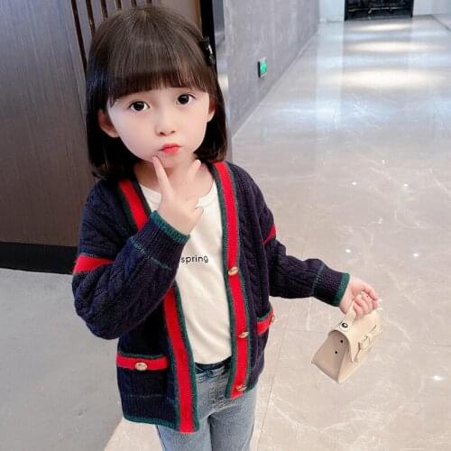 Girls Sweater Babys Coat Outwear 2021 Cute Thicken Warm Winter Autumn Knitting Casual Cardigan Top Cotton Childrens Clothing